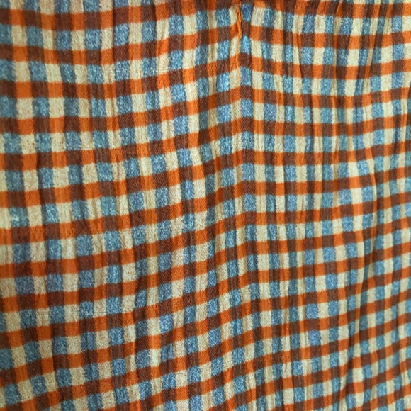 Summer Orange and Blue Gingham Dress - Picture 2 of 2